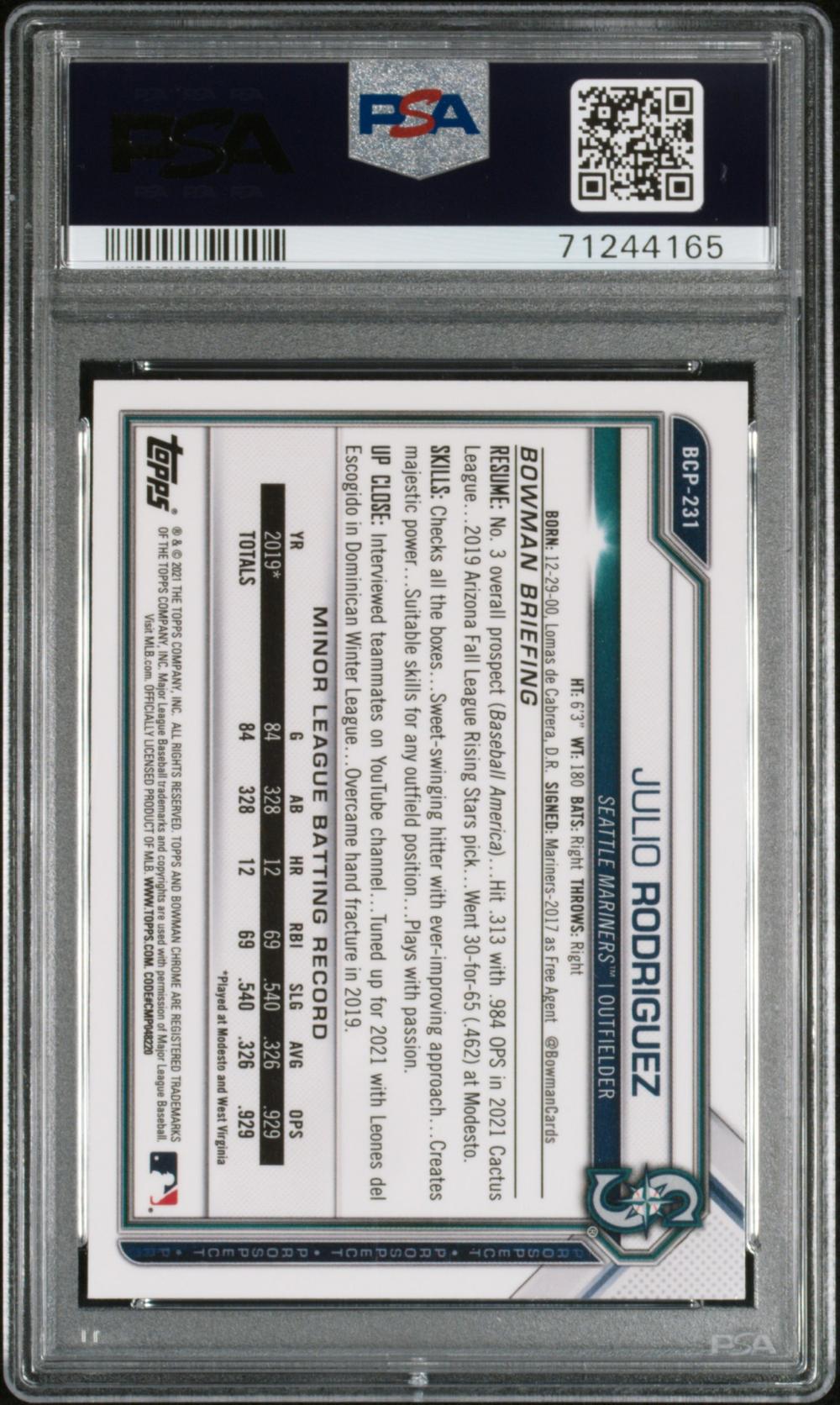 2021 Julio Rodriguez - Baseball Bowman Chrome Mega Box PSA 10 GEM MINT